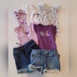 Children's Place Bundles Bodysuits and Cat & Jack Shorts, 7 pieces, 12-18 mo